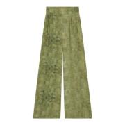 Zijden Amantis Print Wijde Pijp Broek Cortana , Green , Dames