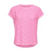 Korte Mouw Blousetop Only , Pink , Dames