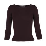 Pruim Lange Mouw Zijde Blend Top Cortana , Brown , Dames