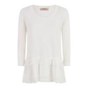 Witte Sangallo Blouse met Ruches Twinset , White , Dames