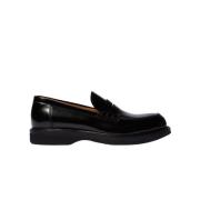 Zwarte Geborsteld Leren Penny Loafers Scarosso , Black , Heren