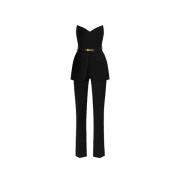 Zwart Bi-Stretch Mouwloos Jumpsuit Elisabetta Franchi , Black , Dames
