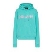Turquoise Hoodie met Iconisch Logo Dsquared2 , Blue , Dames