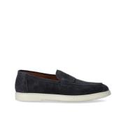 Marineblauwe Suède Loafer Doucal's , Blue , Heren