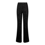 Zwarte Pailletten Flare Broek Night of Light Twinset , Black , Dames