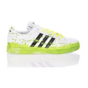 Handgemaakte Wit Groene Sneakers Adidas , Multicolor , Heren