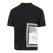 Zwarte Crew Neck T-shirt met ASV Print Emporio Armani , Black , Heren