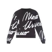 Logo All Over Crewneck Sweatshirt Moschino , Black , Dames