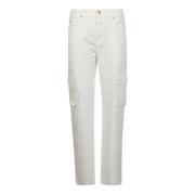 Cargo Denim Straight Broek Pinko , White , Dames