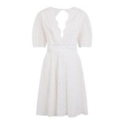 Witte Sangallo Jurk met Korte Mouwen Pinko , White , Dames