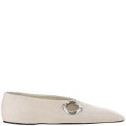 Leren Ballet Flats Gouden Detail Italië Jil Sander , White , Dames