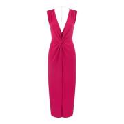 Fuchsia V-hals jurk met juweelketting Patrizia Pepe , Pink , Dames