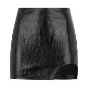 Zwarte leren rok met zijsplit Patrizia Pepe , Black , Dames