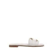 Witte Leren Slides Bell Stijl Moncler , White , Dames