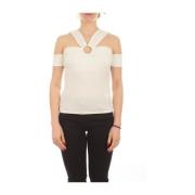 Witte Jersey Top met V-hals Patrizia Pepe , White , Dames