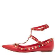 Pre-owned Leather flats Valentino Vintage , Red , Dames
