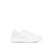 Witte Leren Sneakers Rubberen Zool Italië Paciotti , White , Heren