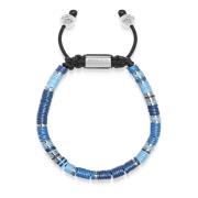 Men's Beaded Bracelet with Blue and Silver Disc Beads Nialaya , Multic...