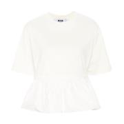 Kleur Blok Peplum T-shirt Msgm , White , Dames