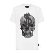 Logo Strass Katoenen T-shirt Philipp Plein , White , Heren