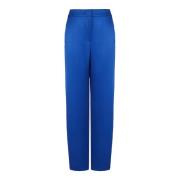 Blauwe Zijden Broek Geëmbosseerd Geribbeld Giorgio Armani , Blue , Dam...