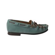 Blauwe Suède Loafer met Turkooizen Studs Calce , Blue , Dames