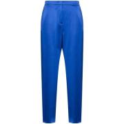 Koningsblauwe Zijden Slim-fit Broek Giorgio Armani , Blue , Dames