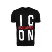 Katoenen T-shirt met Groot Logo Dsquared2 , Black , Heren