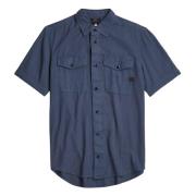 Marine Slim Fit Shirt Korte Mouw G-star , Blue , Heren