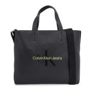 Bedrukte handtas met schouderband - Zwart Calvin Klein Jeans , Black ,...