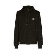 Zip-Up Jersey Hoodie Dolce & Gabbana , Black , Heren