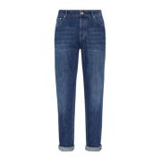 Ocean Blue Tapered Jeans Brunello Cucinelli , Blue , Heren