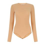 Stretch Nylon Bodysuit in Skin Pink Maison Margiela , Beige , Dames