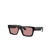 Vierkante Zwarte Zonnebril met Roze Lenzen Prada , Black , Unisex