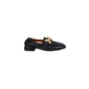 Zwarte Leren Loafers met Gouden Detail Mjus , Black , Dames