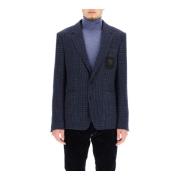 Tartan Wool Tailored Blazer Dolce & Gabbana , Blue , Heren