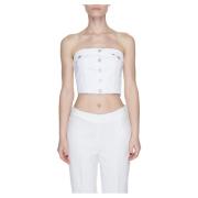 Wit Knoopsluiting Dames Top Tommy Jeans , White , Dames