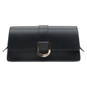 Dames Zwarte Leren Handtas met Gouden Accenten Er00114772 Estro , Blac...