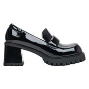 Dames Zwarte Hakken Loafers gemaakt van Patent Echt Leer Er00113587 Es...