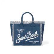 Canvas Vanity Tote met Franjes MC2 Saint Barth , Blue , Dames