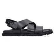 Heren Zwarte Leren Sandalen met Kruisbanden Er00113326 Estro , Black ,...