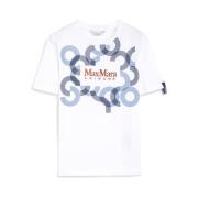Obliqua Korte Mouw Jersey T-shirt Max Mara , White , Dames