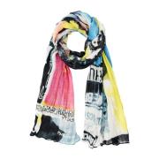 Zwarte Bedrukte Katoenen Sjaal voor Vrouwen Desigual , Multicolor , Da...