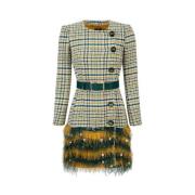 Tartan Katoenen Jurk met Riem Elisabetta Franchi , Multicolor , Dames