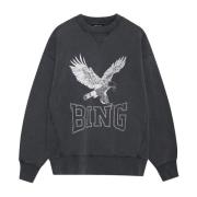 Cool Print Sweatshirt Black Washed Anine Bing , Gray , Dames