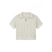 Geruite Gebreide Polo Shirt Olaf Hussein , White , Dames