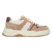 Dames Beige & Wit Velours & Leren Lage Sneakers Er00112595 Estro , Mul...