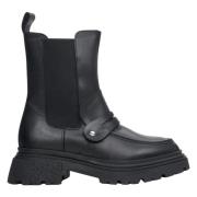 Zwarte Leren Chelsea Boots met Decoratieve Versiering Estro , Black , ...