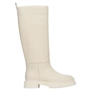 Dames Beige Leren Kniehoge Laarzen Er00112102 Estro , Beige , Dames