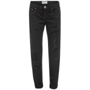 Zwarte Distressed Relaxed Fit Omgeslagen Zoom Jeans One Teaspoon , Bla...